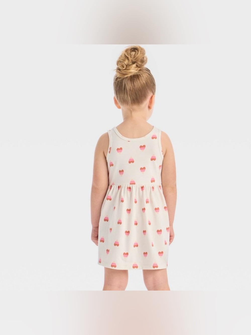 Cat & Jack|Baby Girls/toddler off White Tank Dress w boho Pink Heart Printโขโขโข2T - Picture 2 of 8